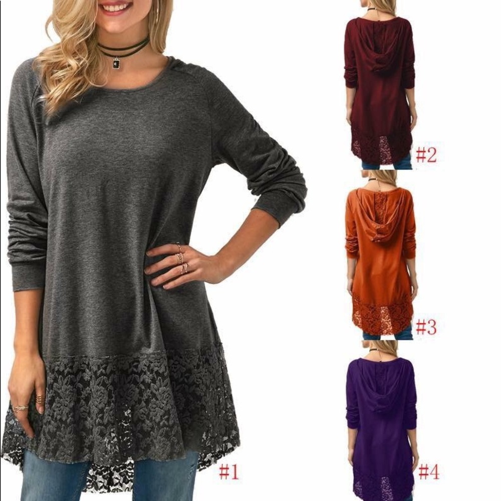 Lace hooded tunic.